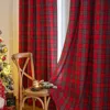 Green Check Plaid Curtains Farmhouse Style Gingham Curtain Christmas Decorative Adjustable Shades Rod Pocket Window Valances 5