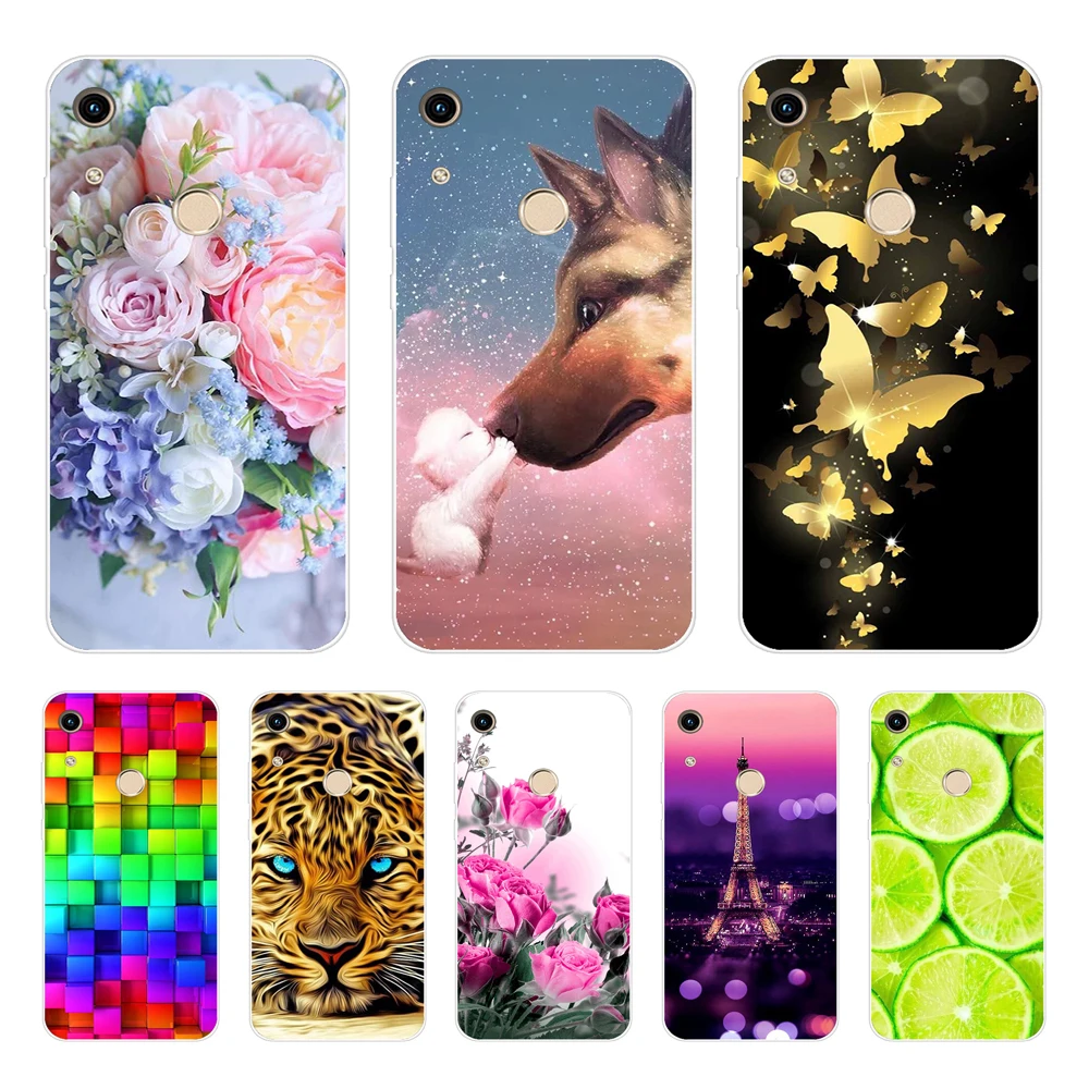 Per Honor 8A Custodia Huawei Honor 8A Prime Cover Silicone Tpu Cover Posteriore Su Huawei Honor 8A Jat-Lx1 Honor 8A Prime Jat-L41 Fiore