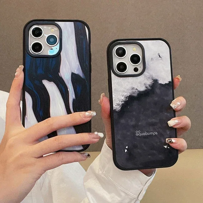 

Marble Ocean Black Frosted Phone Case Cover for IPhone 13 14 15 Pro Max Case