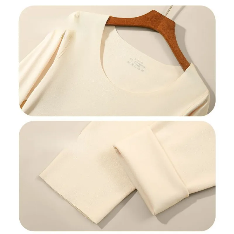 2023 New Thermal Underwear Autumn Clothes and Pants Ladies Suits Fleece Pure Cotton Sweater Pants Spring and Autumn Thin Style