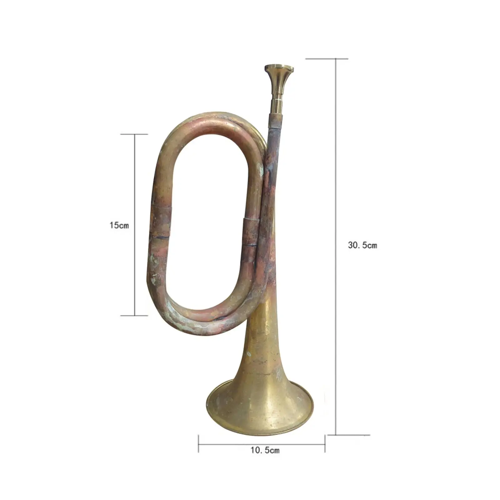 Marching Bugle Solid Copper and Brass Bugle, Music Instrument with Mouthpiece for School