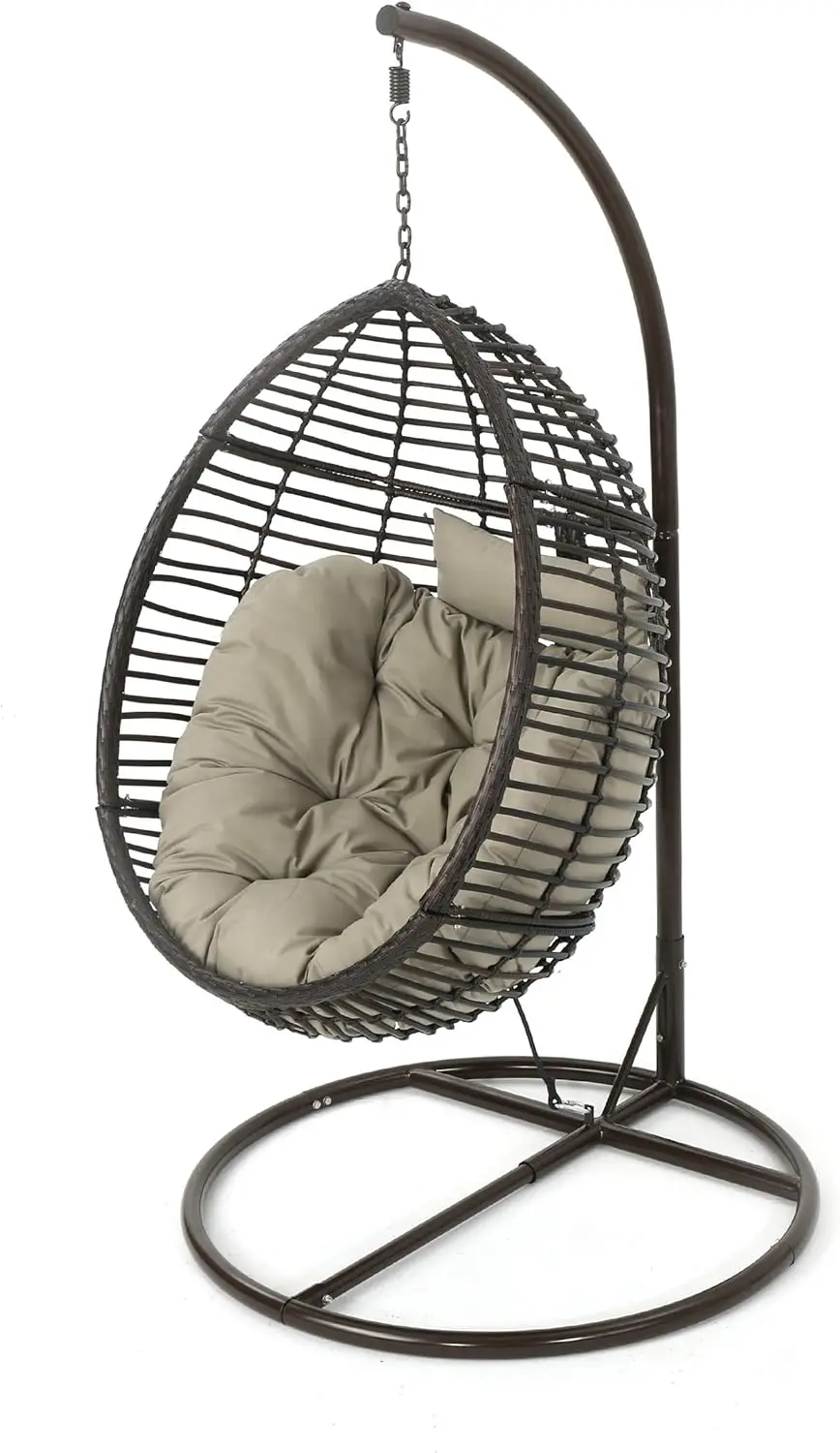 

Уличная многокоричневая плетеная искусственная кожа с водостойкими подушками цвета хаки и коричневой железной основой