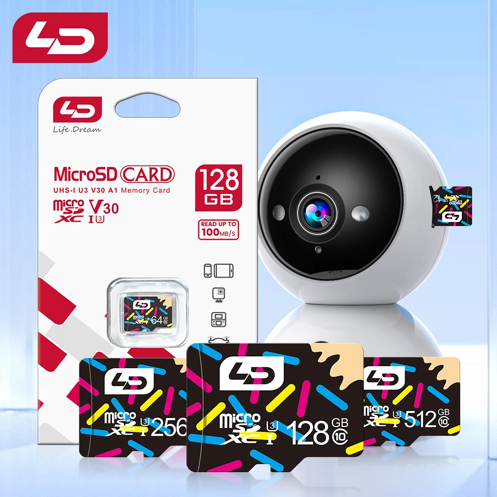 LD 마이크로 SD 카드 8GB/16GB/32GB/64GB/128GB/256GB 플래시 메모리 TF 카드 4K 클래스 10 U3 UHS-I 디지털 카메라 액션 카메라용