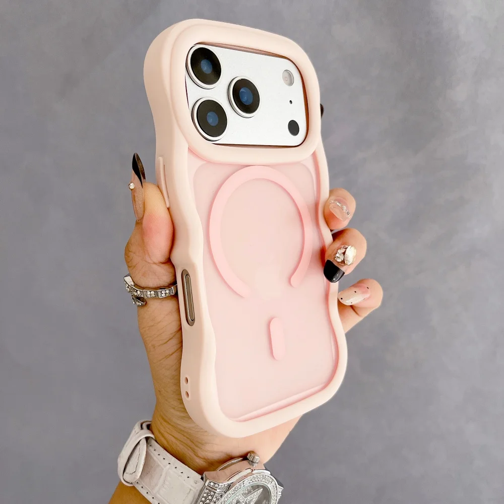 Stylish Candy Wave Matte Phone Case with Magsafe Compatibility