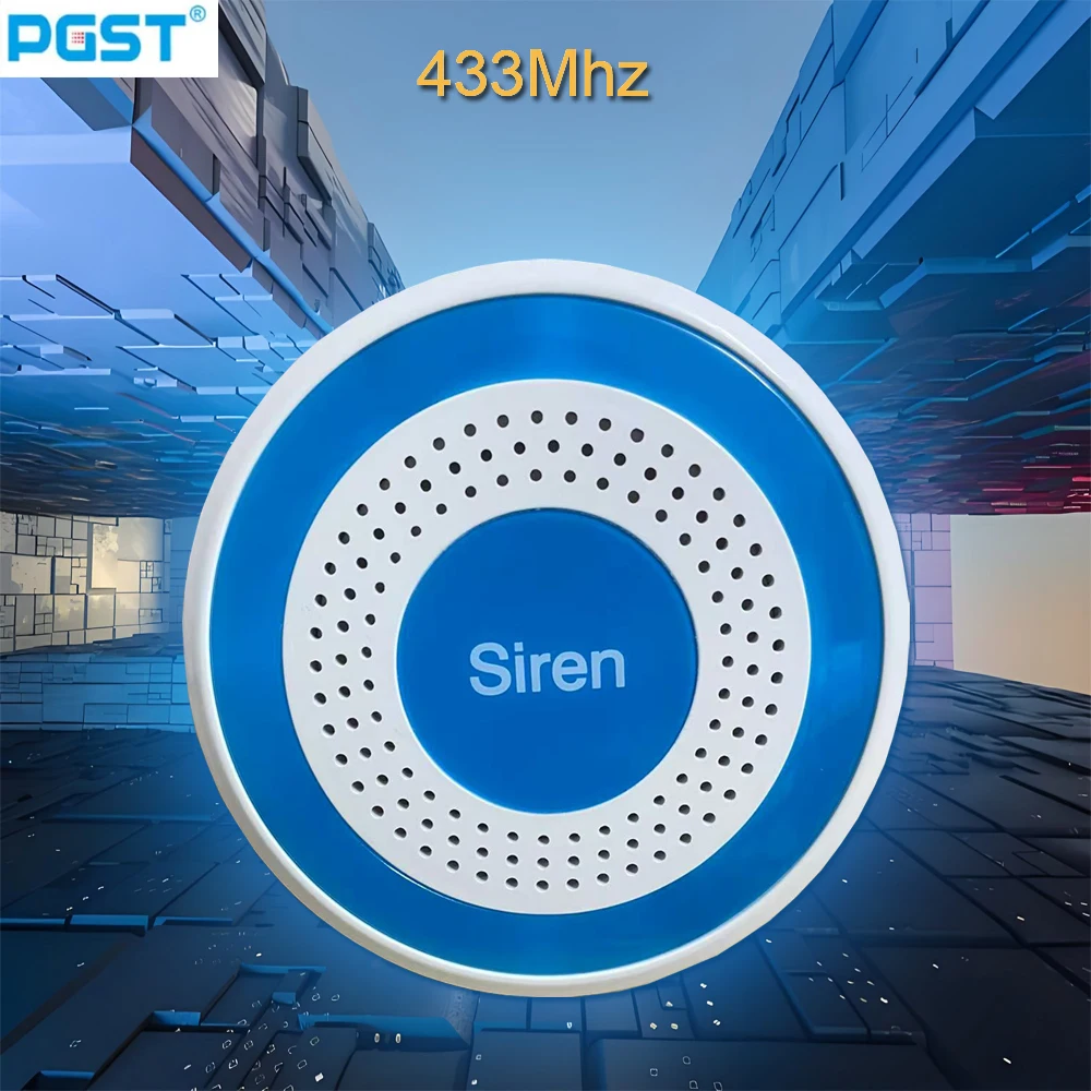 PGST 433MHz 무선 음향 및 광 경보, 미니 홈 알람 사운드, 알람 호스트에 연결, 홈 보안 사운드 알람 시스템
