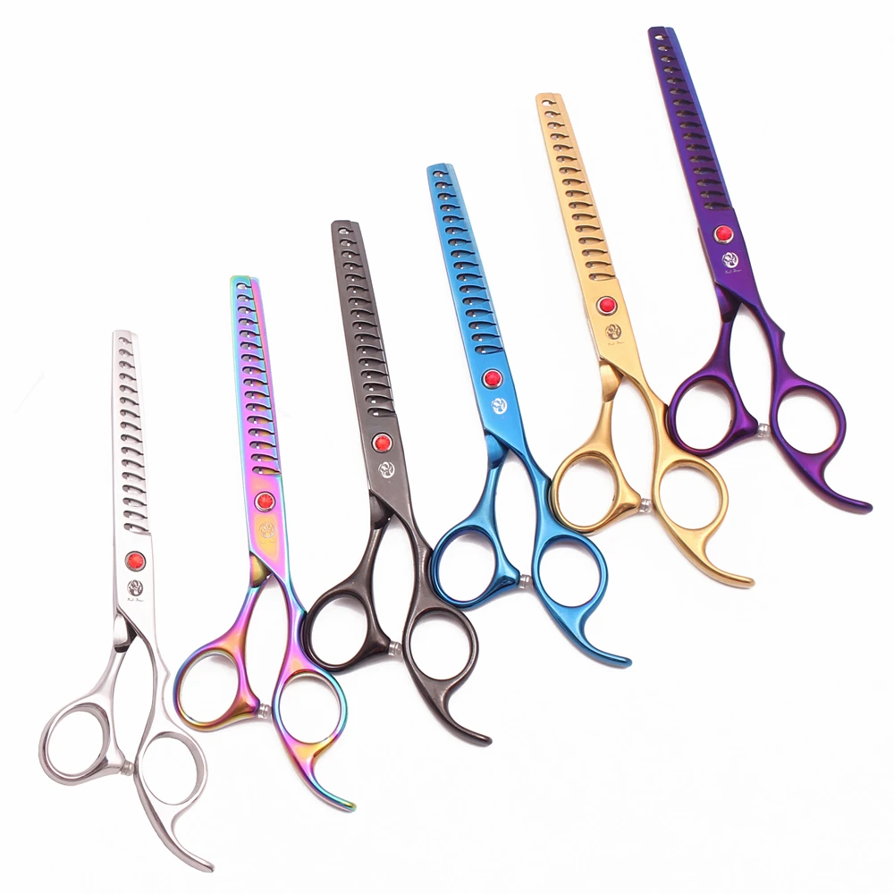 Purple Dragon Dog Grooming Scissors 6.5" 7" Stainless Up Curved Scissors Professional Pet Shears Chunker Thinning Z3002 dog grooming scissors