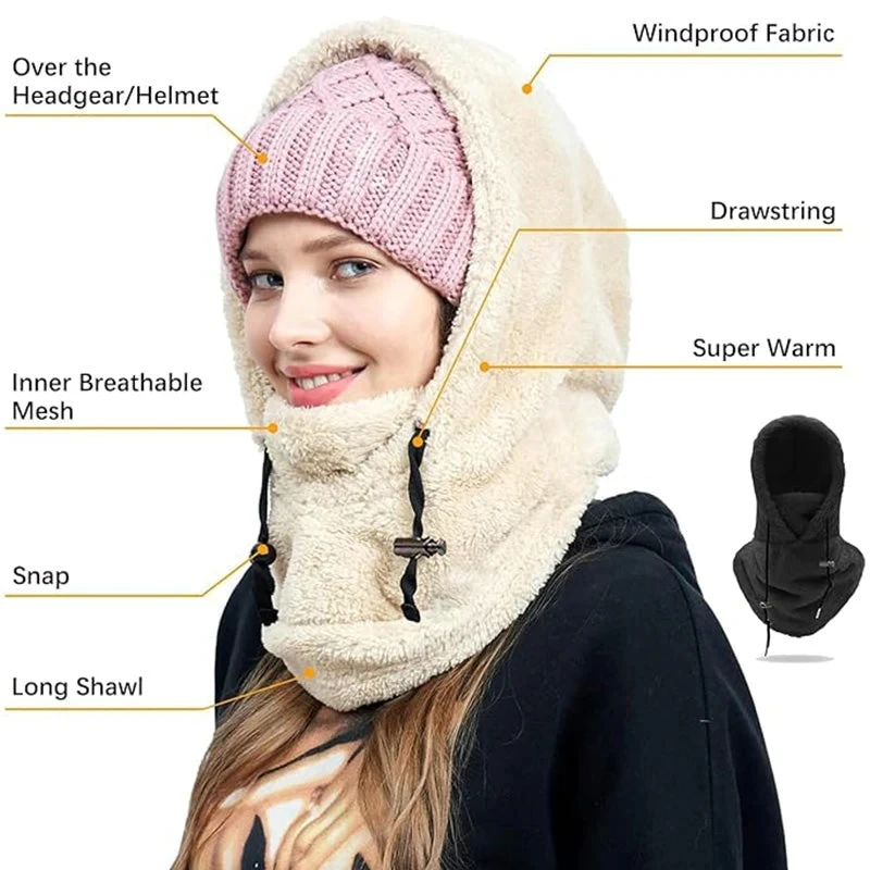 Sherpa Hood Ski Mask Ski Mask for Women Men Balaclava Women Face Mask for Cold Weather Winter Windproof Coldproof Plush Mask 6