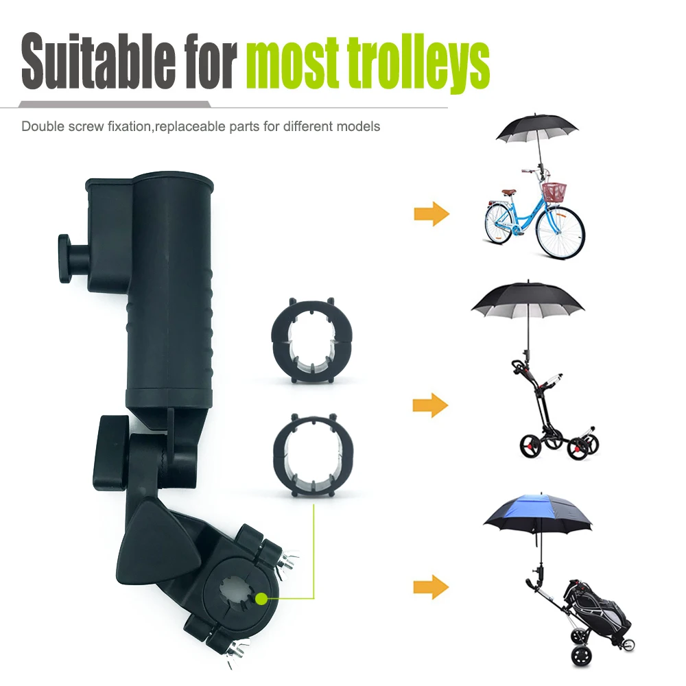 Golf Umbrella Holder 180 Degree Adjustable for Bike Buggy Cart Baby Pram Wheelchair