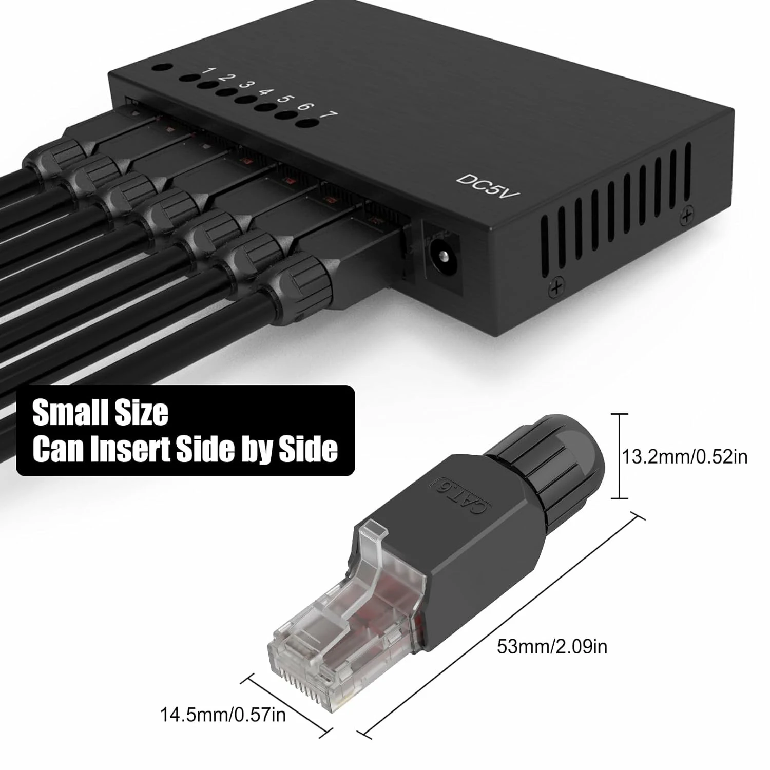 ZoeRax 도구가 필요 없는 RJ45 커넥터, CAT6A CAT6 현장 종단 플러그, RJ45 도구가 필요 없는 금도금 모듈형 플러그