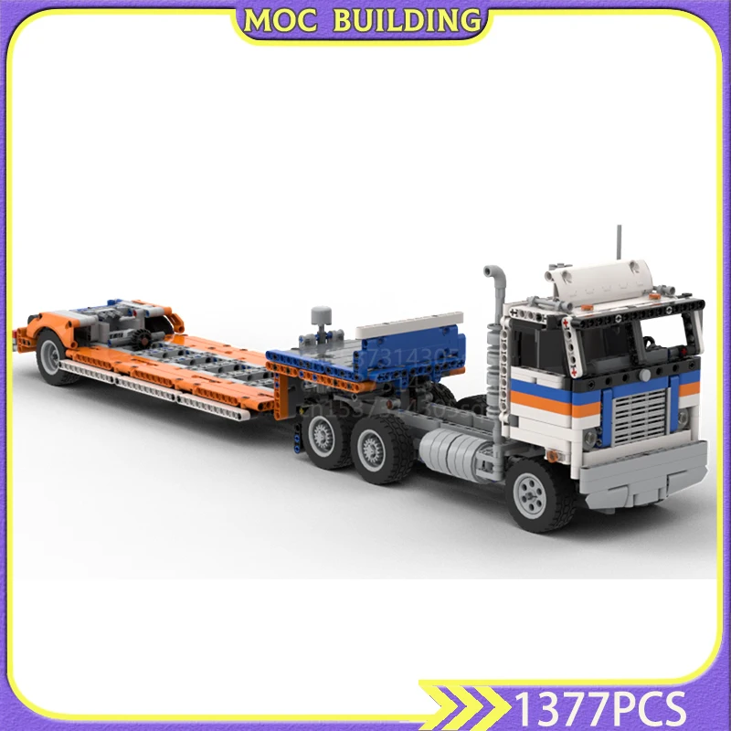 Высокотехнологичный строительный блок, полугрузовик и трейлер Lowboy, транспортная модель, кирпичи, сборка «сделай сам», коллекционные игрушки, подарки на день рождения