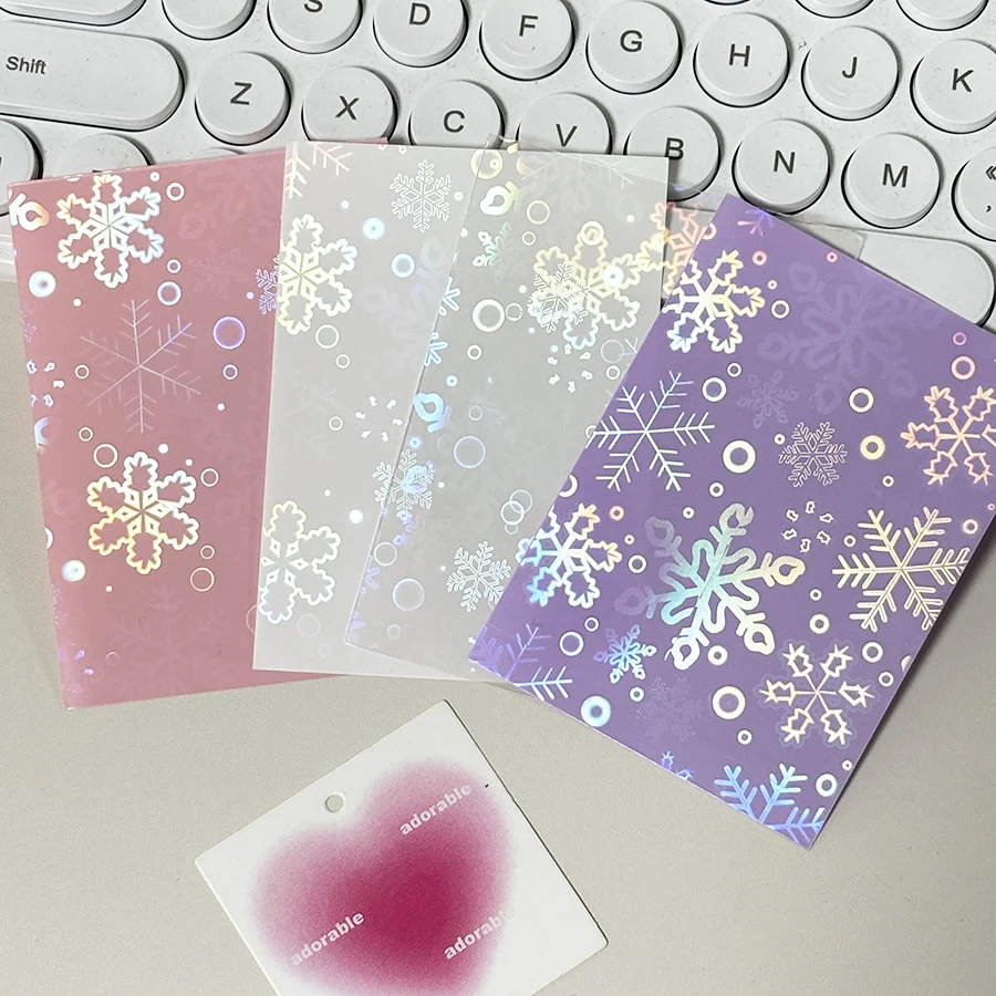 Sharkbang 50pcs/Lot Holo Card Sleeves 61x91mm Snowflake/Sakura Kpop Holder For Postcards Films Game Cards Photocard Protector 6