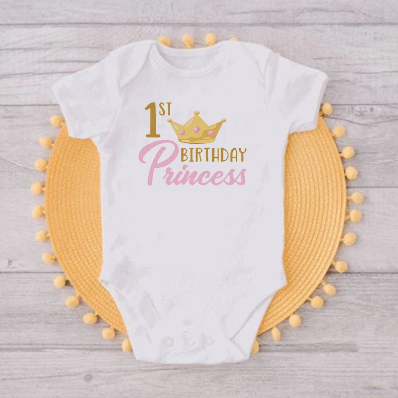 1st Birthday Princess Family Matching Clothes Birthday Girls Party Father Son Mother and Daughter Shirts Crown Print Tops Gifts 6