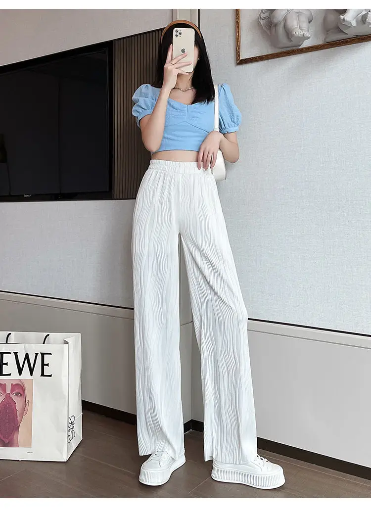 Streetwear Women's Water Ripple Wide Leg Pants