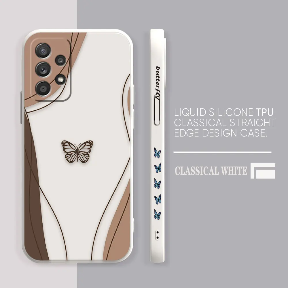 thumbnail image 1 of Case For Samsung Galaxy A91 A73 A72 A71 A52 A51 A33 A31 A02S AO3S 4G 5G Colour Liquid silicone Case Beautiful Butterfly, 1 of 5