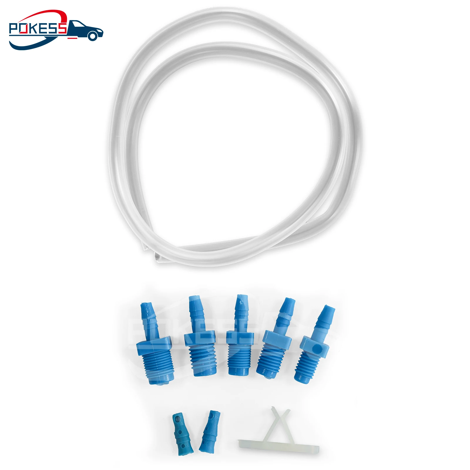 POKESS 13999 Master Cylinder Bleeder Kit，Hose, Clip, And Sae And Metric Fittings Universal Fit