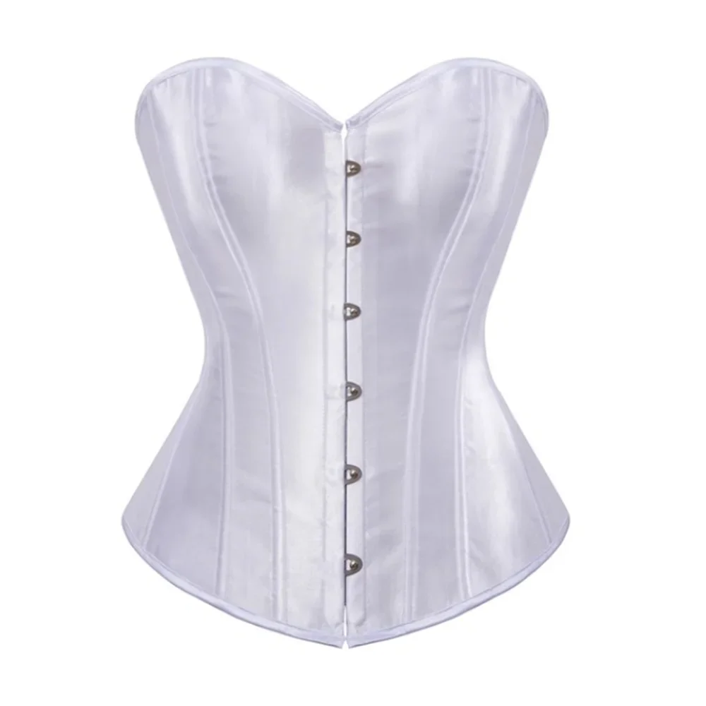 Overbust Corset Plus Size Sexy Satin Corselet Corsets and Bustiers Tops Red Black Purple White Green Gold Gothic Lingerie Women