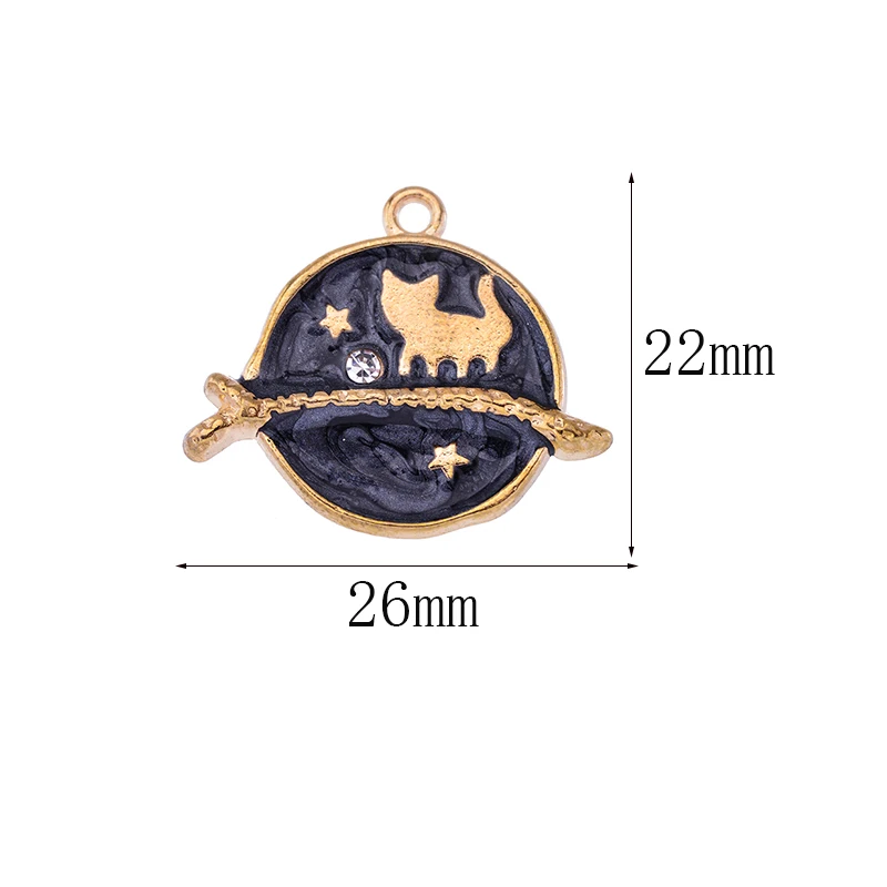 10 Stücke 5 Farben Emaille Cartoon Katze Planet Charms Öl Tropf Metall Anhänger Für Handgemachte Armbänder Halskette Schmuck DIY Zubehör – Detail 1
