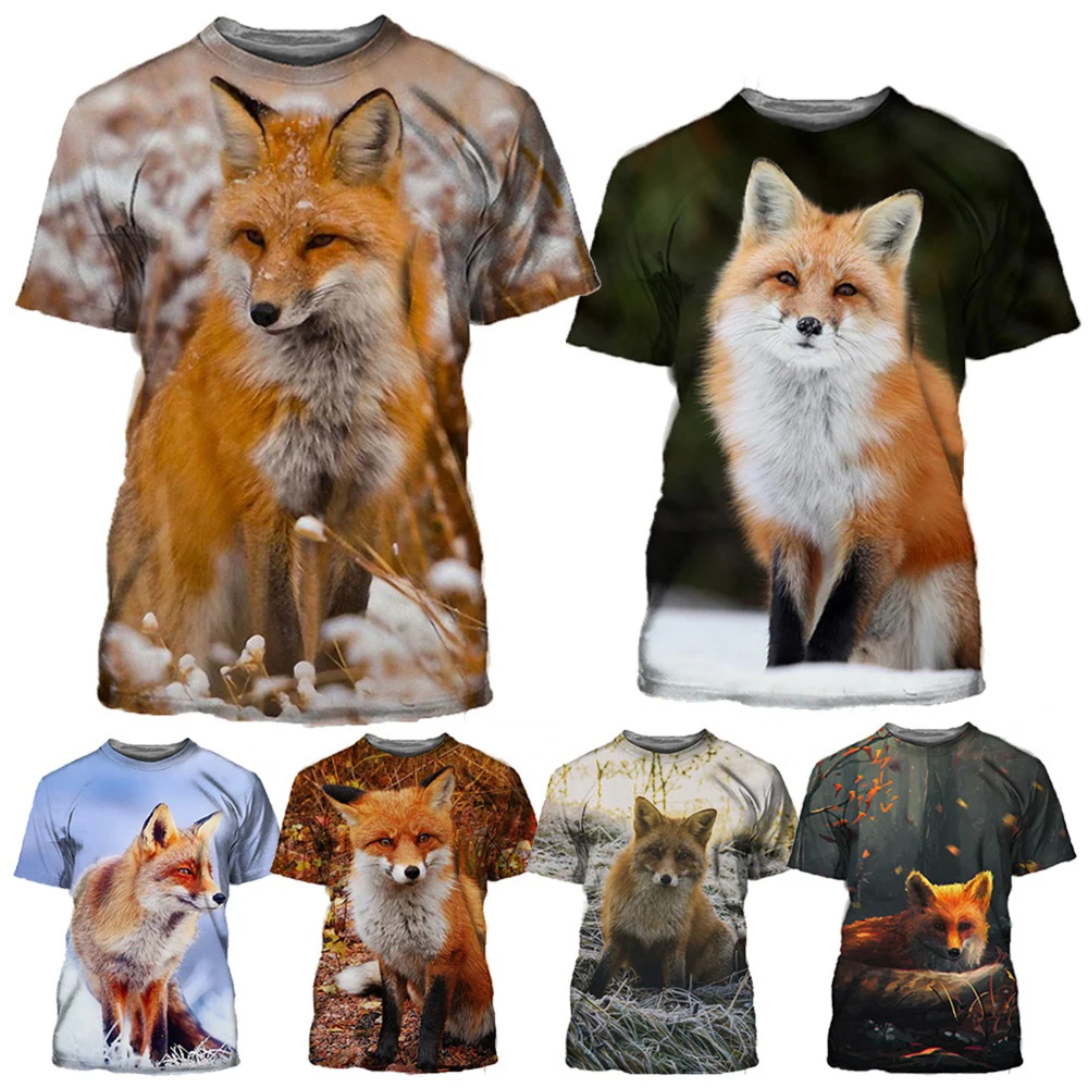 

Animal Fox T-Shirt Fashion Men's T-Shirt Summer Casuals Short Sleeve 3D Printed T-Shirt
