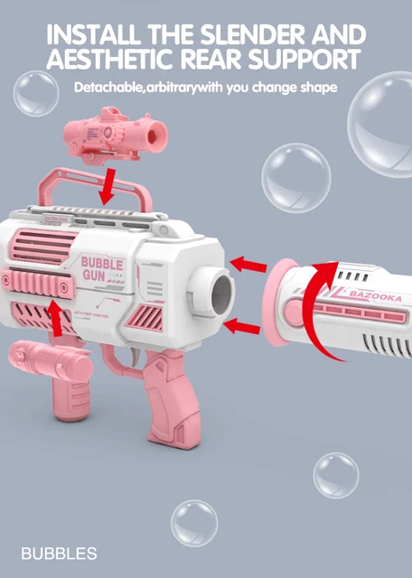 Reenovan Bubble Gun Rocket Launcher Gun - Bubble Blaster Gun with 16 OZ  Bubble - CacaceNY