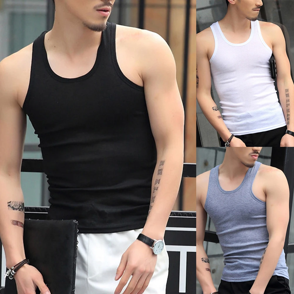 Description Picture 2 of itemTops Tank Bodybuilding Breathable Elastic Fitness Gym Men Pullovers Sleeveless Solid Color Sports 2023 New Male