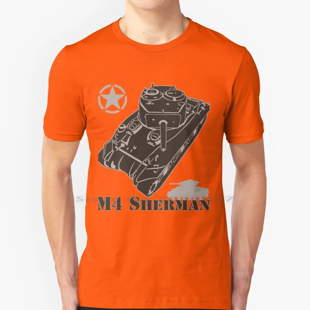 American Tank M4 Sherman T Shirt 100% Cotone M4 Sherman Armor Veicoli Militari Us Army Usa Seconda Guerra Mondiale Western Front