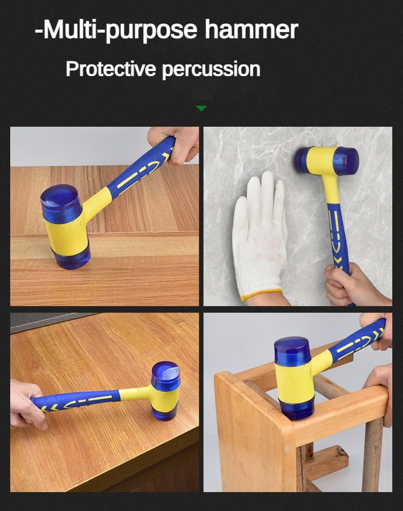 1 double headed installation hammer, 25mm to 45mm rubber hammer with rubber handle, detachable insulated installation hammer 5
