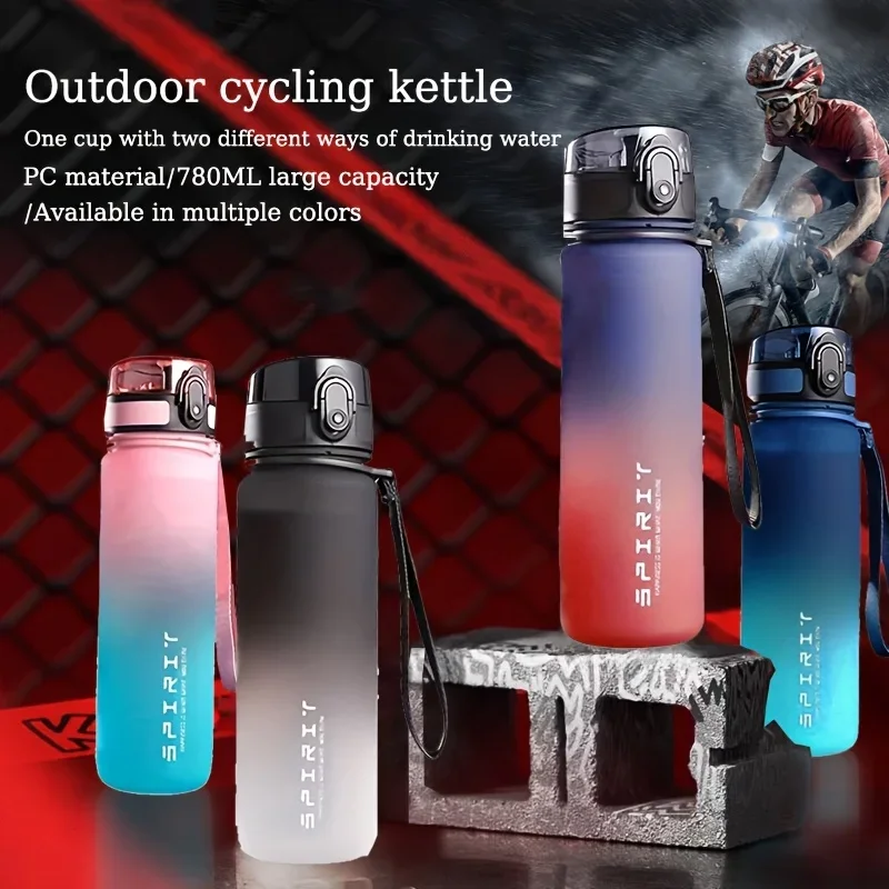 780ml/26.4oz Gradient Sport Bottle w/Strap, Leakproof BPA-Free for Gym/Outdoor Cycling/Running, Birthday/Xmas Gift