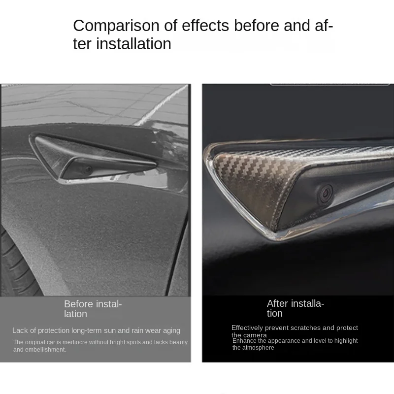 100% Real Carbon Fiber For Tesla 2021 2022 2023 Model Y 3 Fender Side Camera Protective Cover Accessories Glossy Matte Color