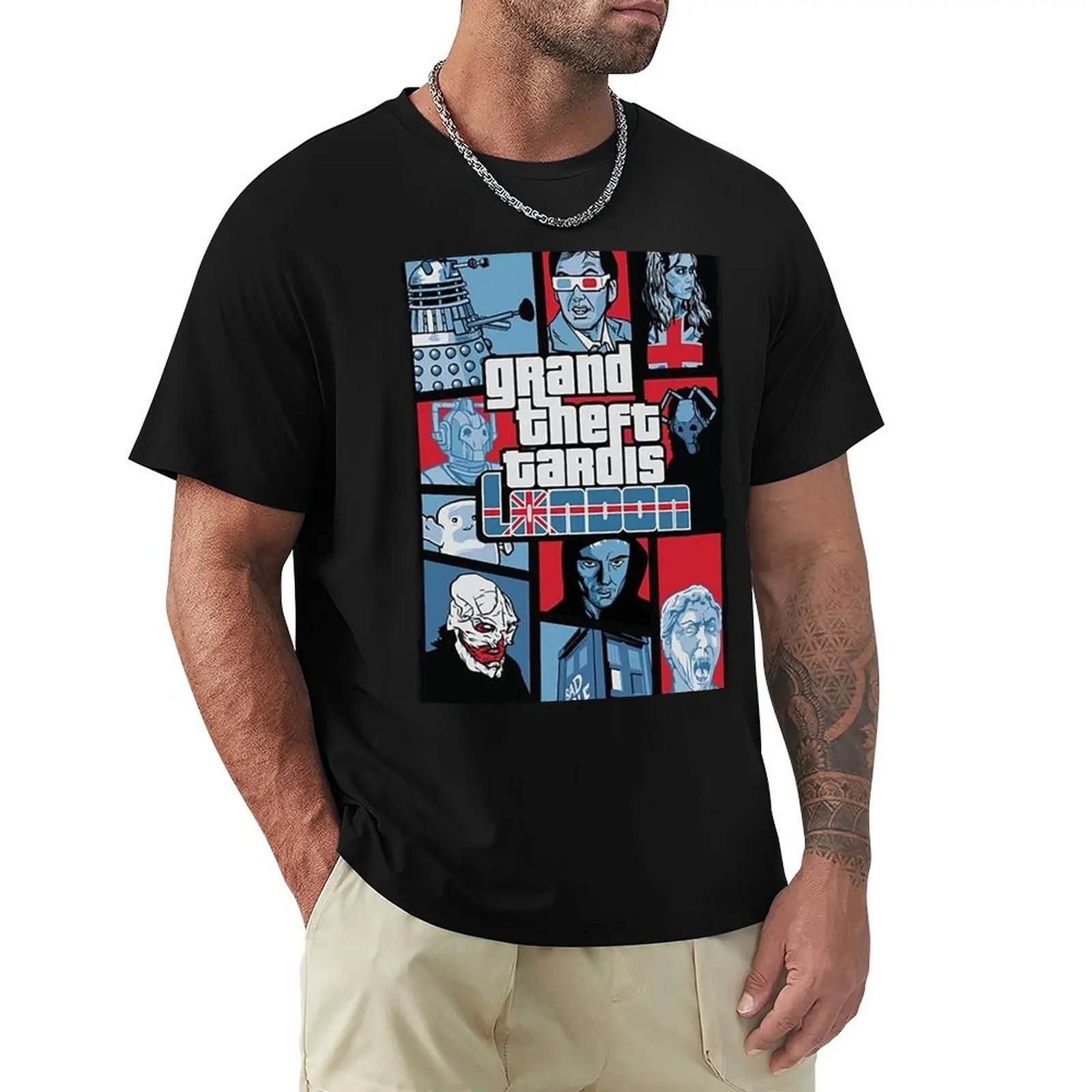Grand Theft Tardis Londin T-Shirt Top Moda Coreana Fan Sportivi Abbigliamento Uomo