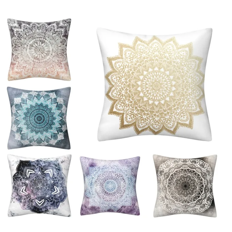 

Flower Striped Pillowcase Abstract Geometry Pattern Cushion Cover Mystery Mandala Bohemia Pillow Cover Kussenhoes Bedroom B0039