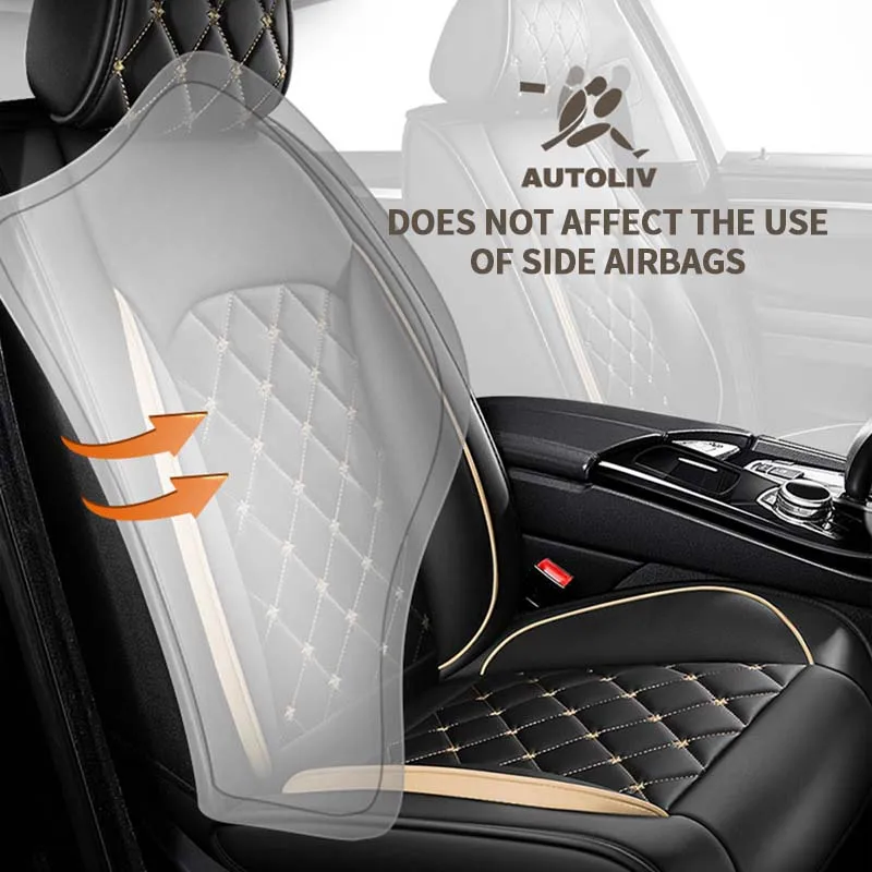Vorne Nappa Leder Auto Sitz Abdeckung Airbag Kompatibel Für 98% Auto Lkw  SUV Atmungsaktive Auto
