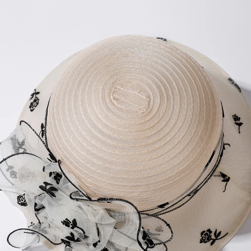 Fashionable Summer Sun Hat for Women Elegant Flower Sunshade Hiking Beach Bucket Hat Panama Hats Bowler Breathable