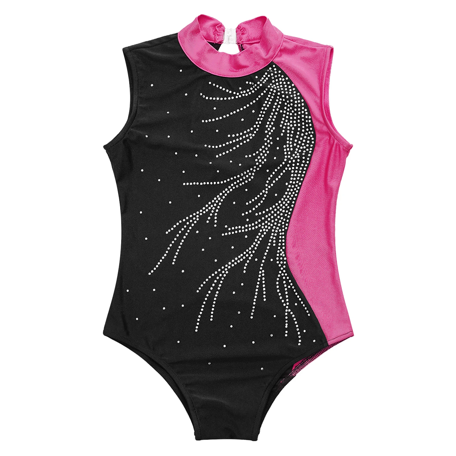 Children Dance Leotards Gymnastics Dancewear Sets Kids Shiny Rhinestone Ballet Dance Leotard Ice Skating Bodysuit Teens Gymnastics Jumpsuit For Girls Patchwork Gymnastic Leotards