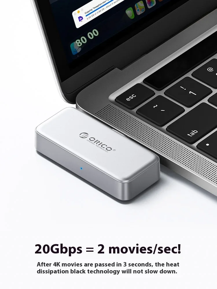 ORICO 마그네틱 휴대용 SSD 1TB 512GB 2TB 외장 PSSD 20Gbps iPhone15/16 Pro MateBook용 4K ProRes 비디오 녹화 지원