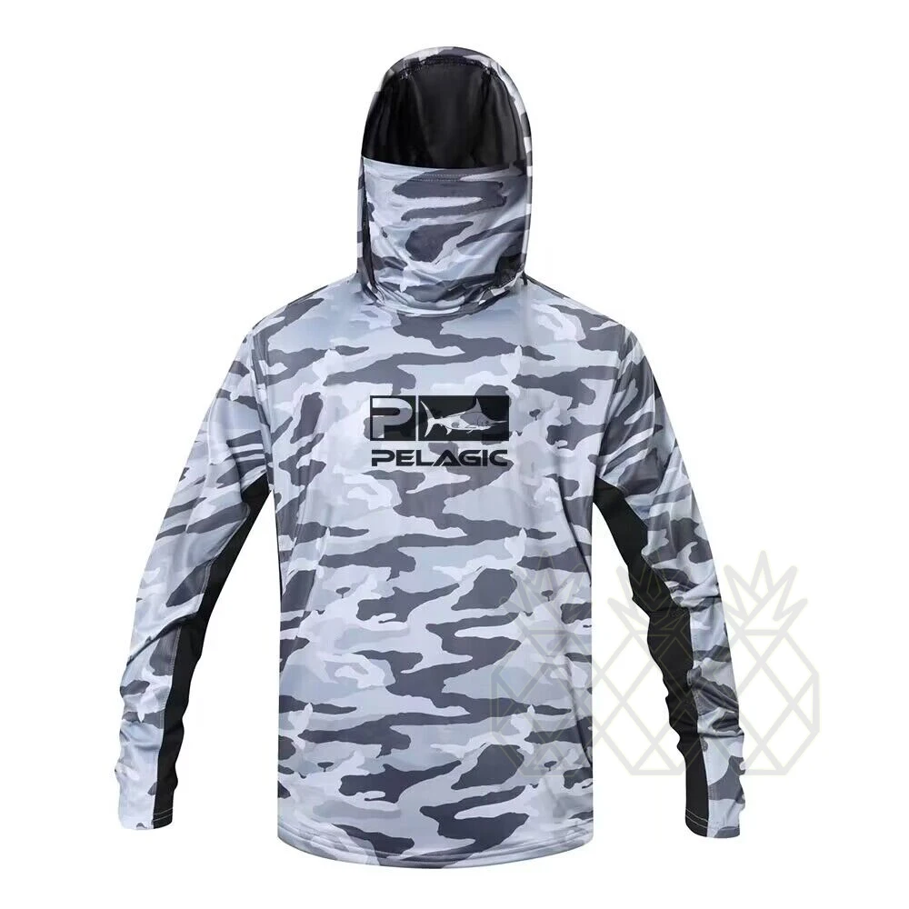 

PELAGIC Fishing Shirt Upf 50 Fish Hoodies Cap UV Protection Long Sleeve Jersey Camisa Pesca Angeln Bekleidung Angling Sweatshirt