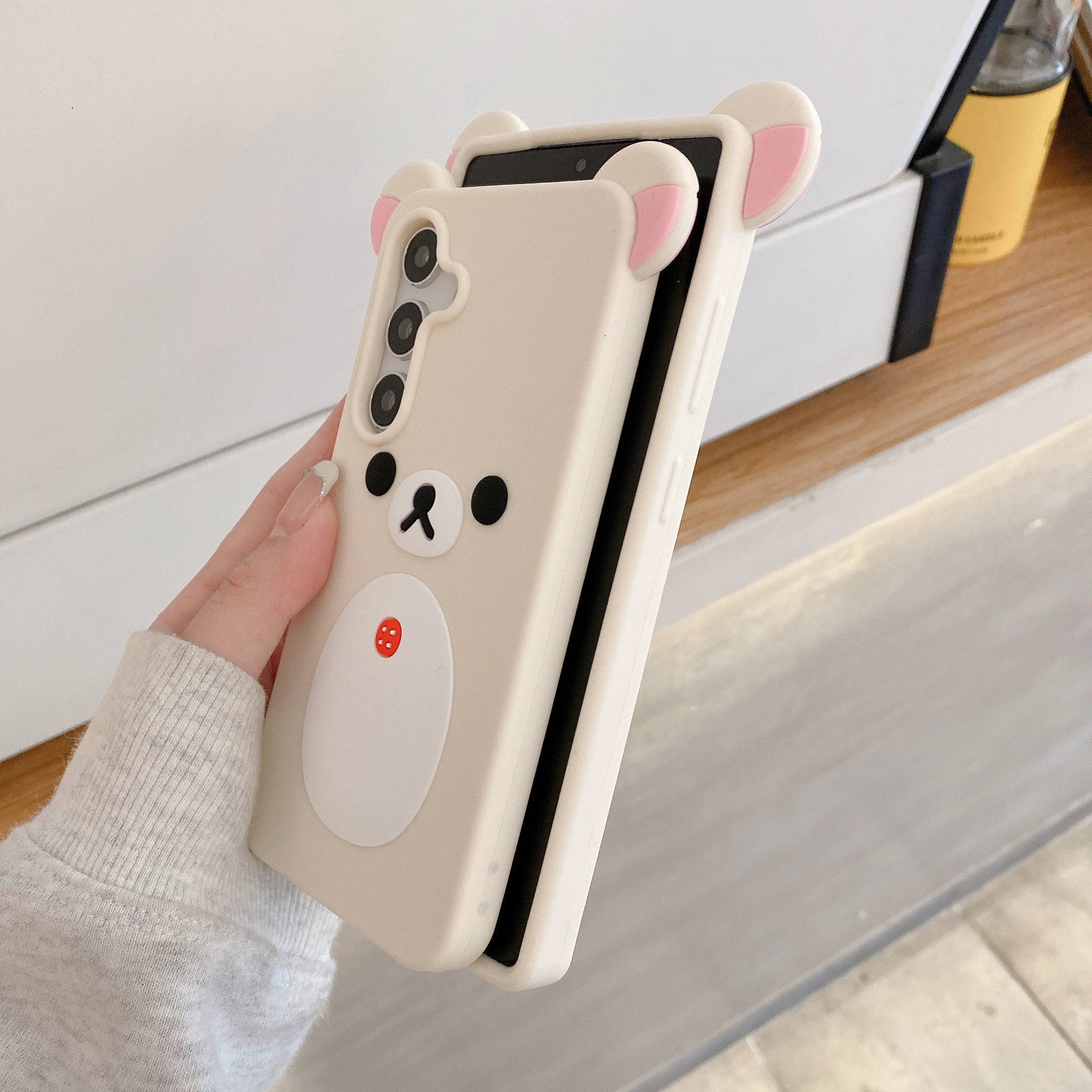 Fashion Cute 3D Cartoon Rilakkuma Bear Soft Silicone Phone Case