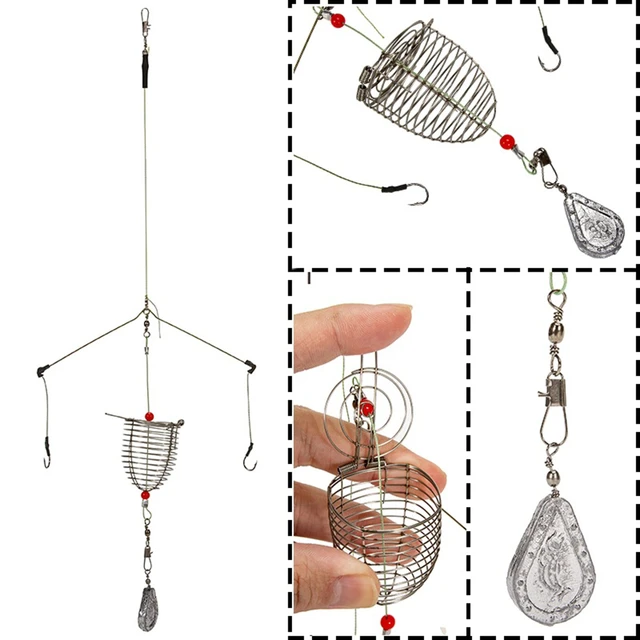 Hot Sale Bait Carp Fishing Feeder Fishing Baits Cages Hook Rig Set