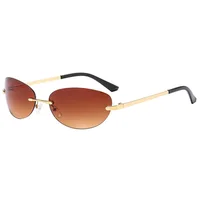 Lunettes de soleil ovales sans monture pour femmes, lunettes de soleil rondes, lunettes transparentes, nuances dégradées, créateur de marque, Y2k, mode 2000 5