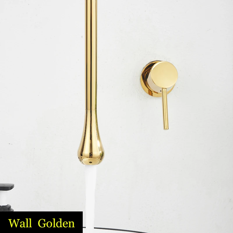 Badezimmer-Waschtischarmatur Aus Messing, Gebürstetes Gold, Einhebelmischung, Deckmontage