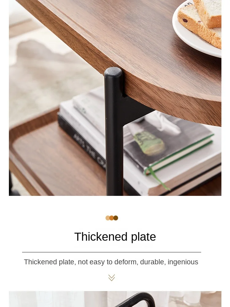 Description Picture 6 of itemNordic Style Removable Coffee Table Cart With Wheels Storage Rack Small Tea Table Solid Wood 2 Layer Cart Coffee Table Furniture