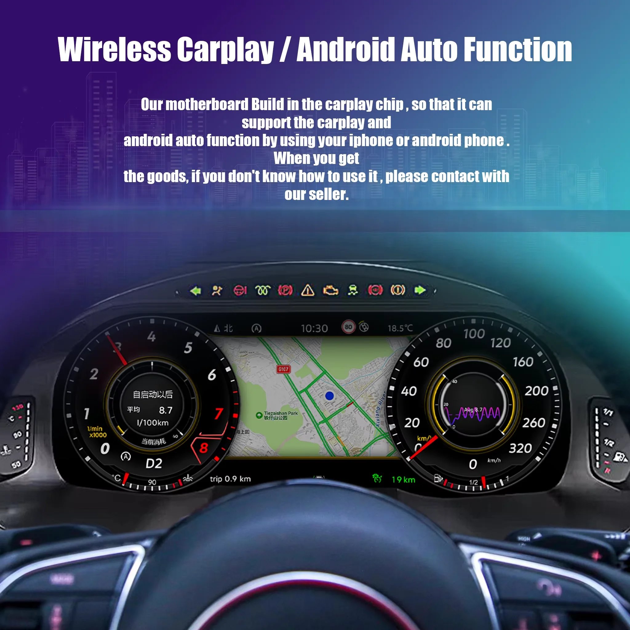Panel de instrumentos digital Linux de 12.3 pulgadas para Audi A6 A7 2009-2018, velocímetro, cabina virtual, CarPlay, Android Auto. 2