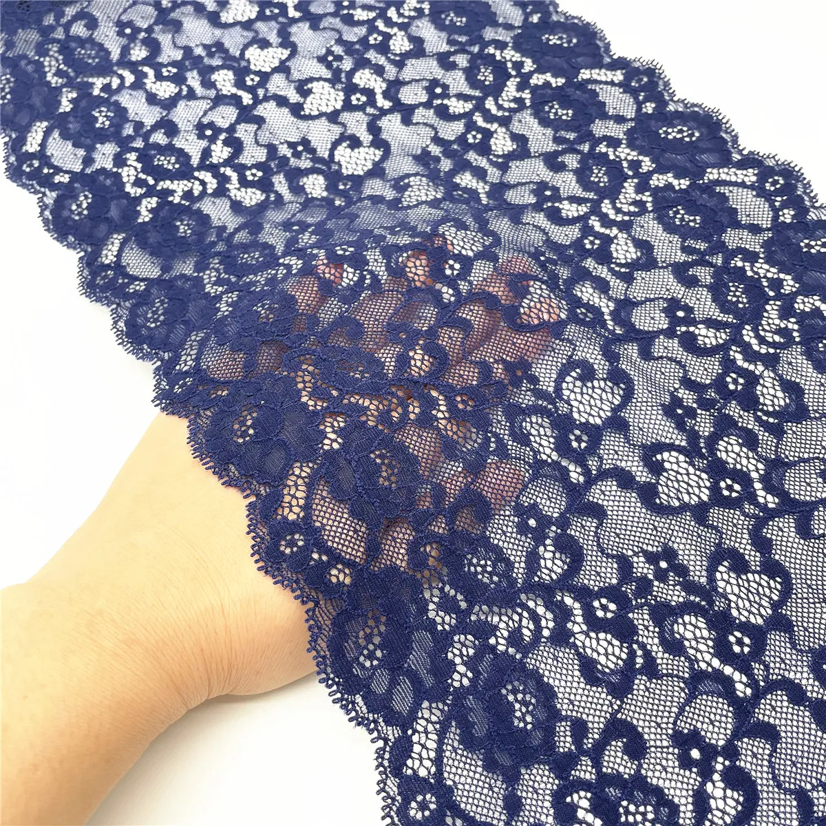 3y/lot Width 22.50cm Navy Blue Elastic Stretch Lace Trim 2