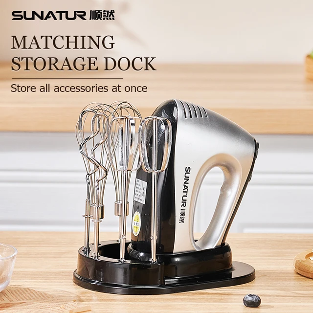 SUNATUR Miscelatore manuale 110-240V Frullatore 300W Robot da cucina elettrico 3 in 1 Miscelatore Elettrodomestici da cucina Macchina Mixer per cuocere al forno 2