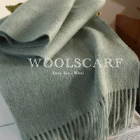 Knitted Scarf Women 100% Wool Winter Warm Scarves Bright Solid Color Design Thickened Shawl Soft Cashmere Pashmina Neck 2025 NEW - Image 5