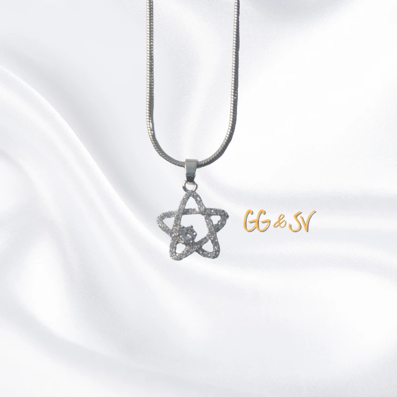 

Серебряное ожерелье GGSV S925, пятиконечная звезда, кулон в комплекте с бриллиантами, аксессуары для женщин от аллергии Mosang Low