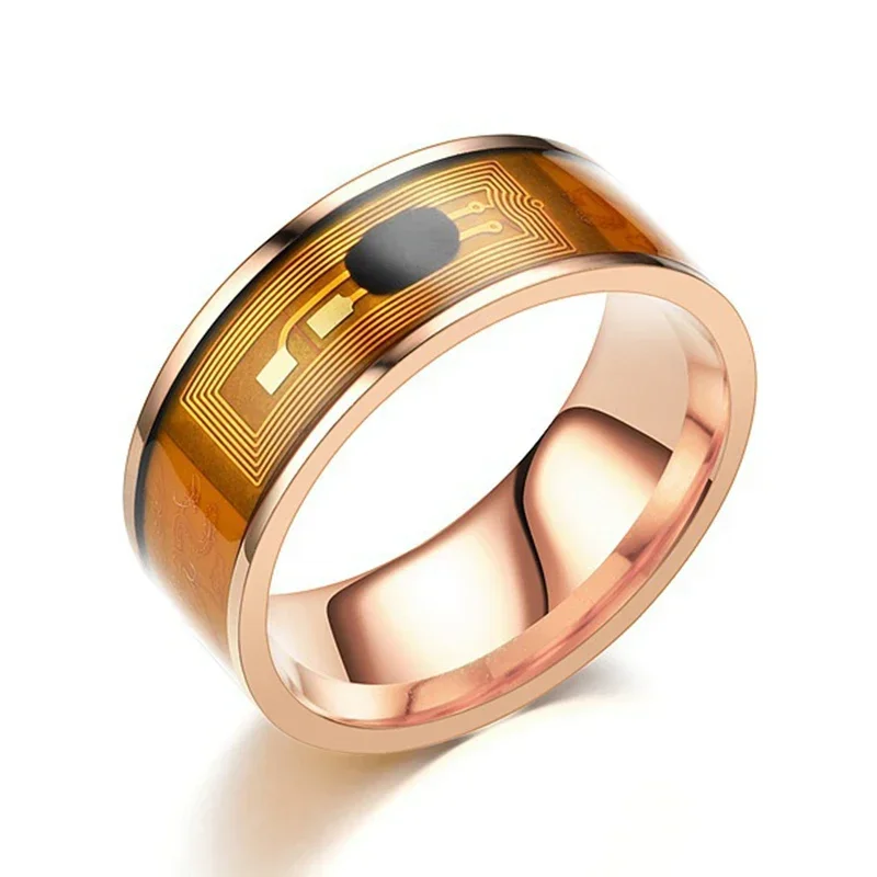 Luxury NFC Stainless Steel Phone Chip Dripping Oil Dual Dragon Pattern Smart Ring Gift Mens Couple Rings