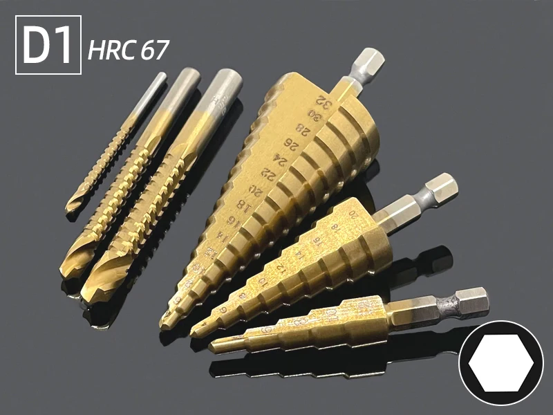 Titanium Step Drill Bit & Saw Set for Wood and Metal Cutting