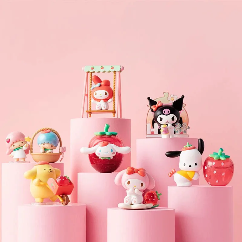 Specifica Gli Stili Strawberry Farm Series Kuromi Pochacco Pompompurin Mymelody Kiki Kids Gifts Action Figure Dolls Toys Collect