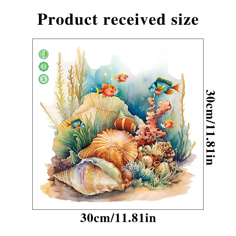 Underwater Coral Starfish Toilet Sticker Removable Waterproof Bathroom Decor Self-Adhesive Wall Decals for Bathroom Makeover