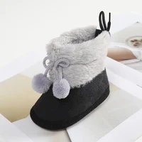 Soft Sole First Walkers Shoes for Baby Girls 0-18 Months  4-Colors Warm Fluff Balls Indoor Cottton Soft Rubber Sole Infant Baby 2